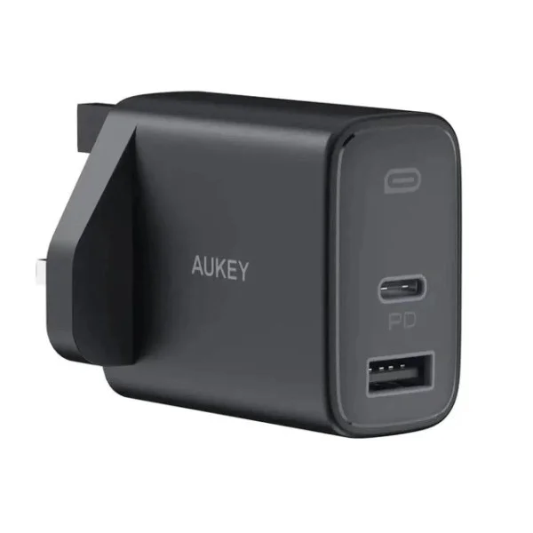 Aukey Dual Port 32W - Pd USB C Wall Charger, Black - PA-F3S BK